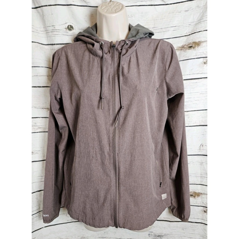 Vuori Outdoor Trainer Shell Jacket S Hooded Full Zip Brown Womens VW501